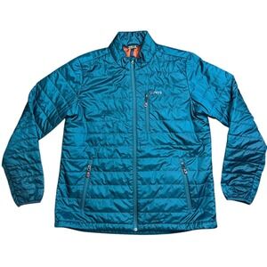 Orvis Quilted Puffer Jacket Teal Full Zip Lightweight Outdoor Mens XL